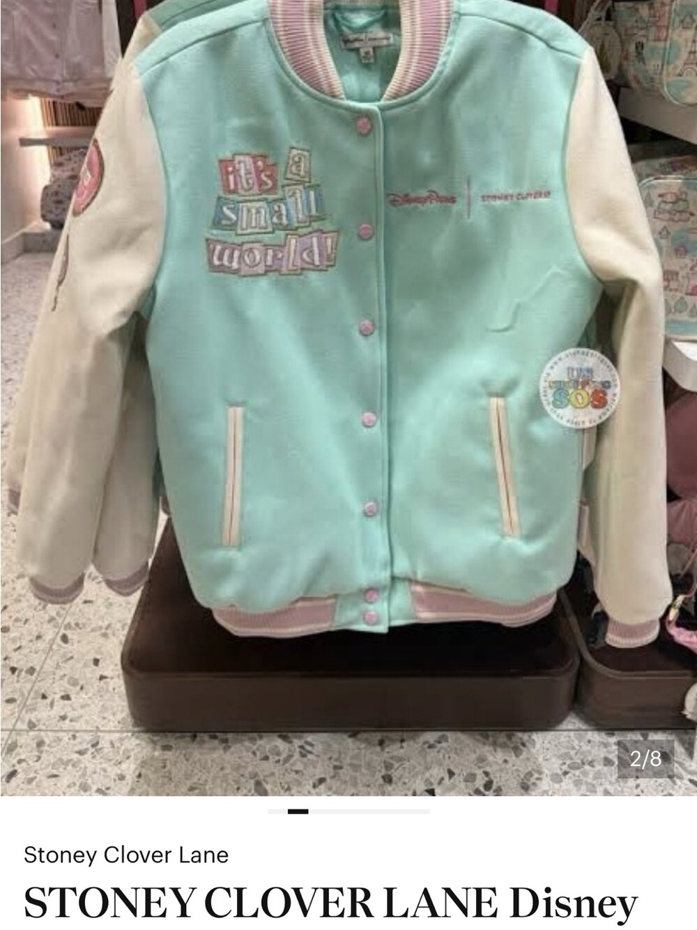Stoney Clover Lane Disney Adult's Mint & Cream Varsity Jacket